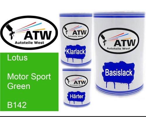 Lotus, Motor Sport Green, B142: 500ml Lackdose + 500ml Klarlack + 250ml Härter - Set, von ATW Autoteile West.